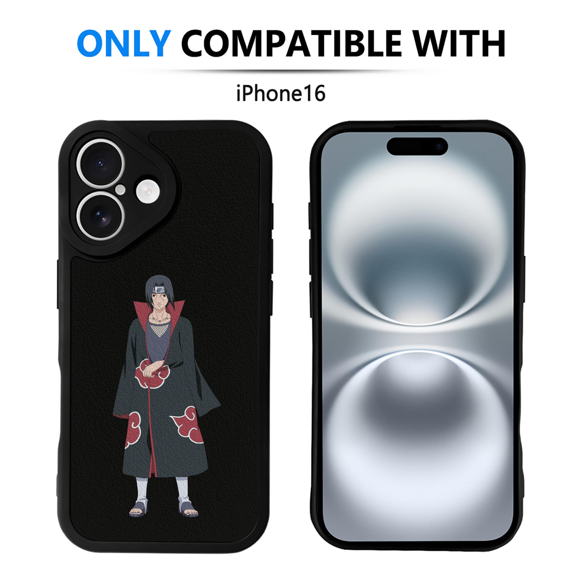 （画像用） NARUTO -ナルト- うちは イタチ Uchiha Itachi 【iPhone 16シリーズ対応】シリコンスマホケース（レザー調） 材質：シリコン
